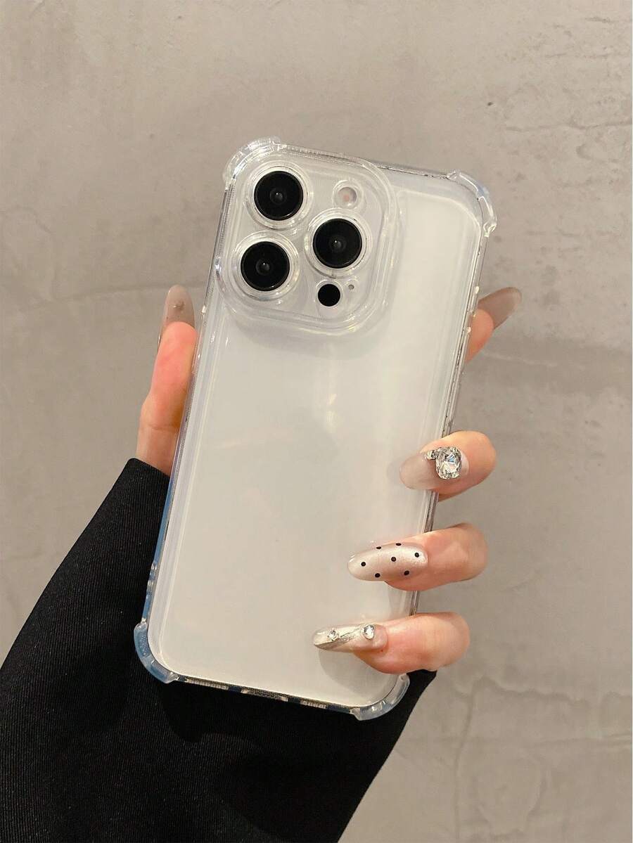 1pc Transparent Minimalist Full Coverage TPU Shockproof Phone Case Compatible With IPhone 17, 16, 15, 14, 13, 12, 11 Pro Max, Air - Clear - View 1