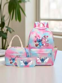 三件套卡通印花学生背包套装，时尚耐用的尼龙材质背包，配有可调节肩带、涤纶内衬和拉链，包含铅笔盒，轻便可水洗，是上学和旅行的必备单品。 - 套裝 - 查看 11