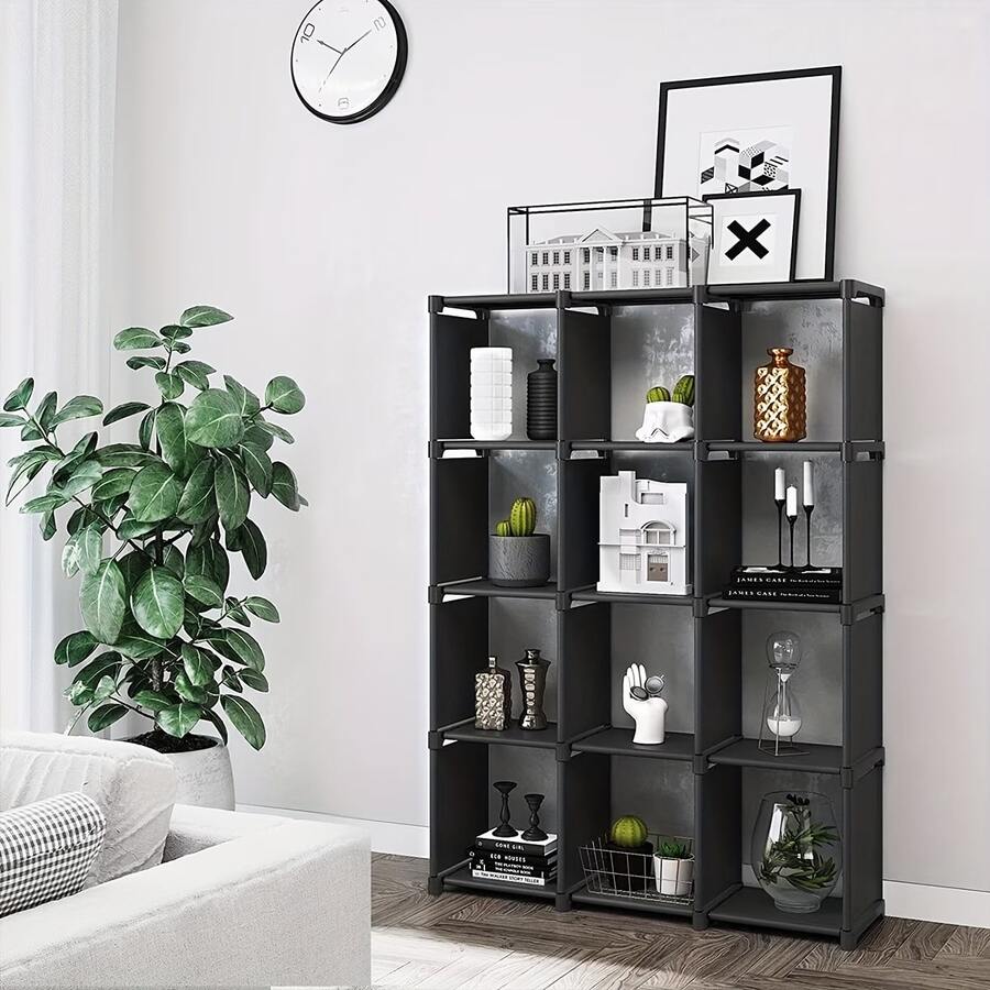 12/15/20 Tier Freely Assembled Bookshelf And Storage Rack - Heavy Duty Plastic/Metal Frame, Easy To Assemble Floor-Standing Multi-Layer Shelving Unit, Suitable For Bedroom, Dorm, Modern Minimalist Style - Multicolor - View 1