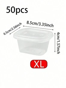 50个一次性调味杯，塑料酱料杯，透明一体式调味容器，适用于酱料、酸奶、布丁、外卖、旅行、派对用品 - 透明 - 查看 11