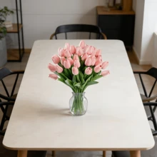 1 pièce Ce bouquet de fleurs artificielles de tulipes roses luxueuses et réalistes peut améliorer l'ambiance de votre espace, inspiré par les fleurs printanières douces et élégantes - ornements de fleurs artificielles - Voir 7