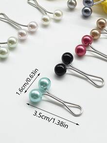9pcs Pearl Clips, Faux Pearl Design In 9 Muted Colors, Dual Function As Tool & Decor, U-Shaped Elastic Structure, No Sewing Or Drilling Needed, Instant Use, Can Be Used For Fabric Fixing, Waist Cinching, And Brooch Decoration On Clothing - Pearl Buttons - View 7
