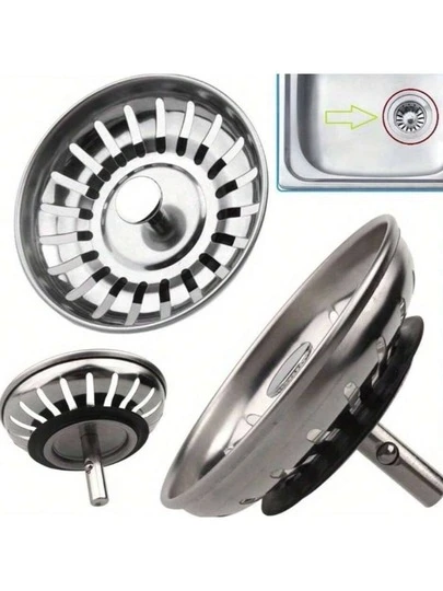 1pc Stainless Steel Kitchen Sink Drain Strainer, Bathroom Hair Catcher, Sink Filter, Drain Stopper, Kitchen Tool Kitchen Items Kitchen Accessories Kitchen Tools