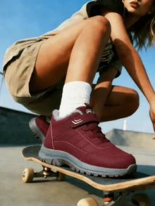 2025 Winter Men's Fashion Non-Slip Fleece-Lined Snow Boots, Thickened, Fleece-Lined, Warm Short Boots, Couple's Matching Boots - 紅色 - 查看 5