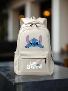 1pc Cartoon Embroidered Nylon Backpack, Large Capacity Durable School Style, Adjustable Shoulder Straps, Multi-Compartment Zipper Design, Lightweight & Foldable, Suitable For Students, Commuting, Travel - Square - View 4