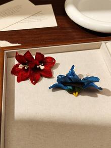 1pc Ethereal Artificial Lily Flower Hair Clip, Side Hair Clip For Beach Vacation, Photo Shoot, Wedding, Party, Sweet Girl Hair Accessory - Multicolor - View 11
