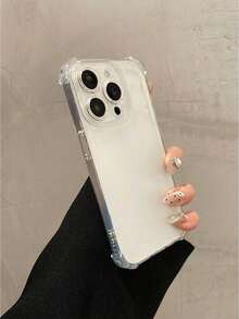 1pc Transparent Minimalist Full Coverage TPU Shockproof Phone Case Compatible With IPhone 17, 16, 15, 14, 13, 12, 11 Pro Max, Air - Clear - View 4