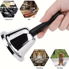 1个宠物训练铃铛 – 金色或银色，经久耐用，声音响亮，适合用作狗训练铃铛、婚礼铃铛、教室铃铛、派对铃铛和圣诞铃铛。 - 彩色 - 查看 3