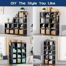 12/15/20 Tier Freely Assembled Bookshelf And Storage Rack - Heavy Duty Plastic/Metal Frame, Easy To Assemble Floor-Standing Multi-Layer Shelving Unit, Suitable For Bedroom, Dorm, Modern Minimalist Style - Multicolor - View 2