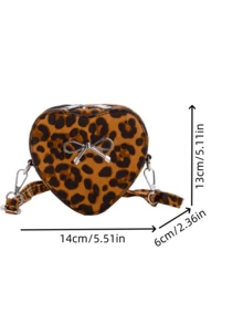 Túi đeo chéo hình trái tim bằng chất liệu PU, khóa kéo, dành cho bé gái, thích hợp sử dụng hàng ngày trong mọi mùa. - A - Xem 4