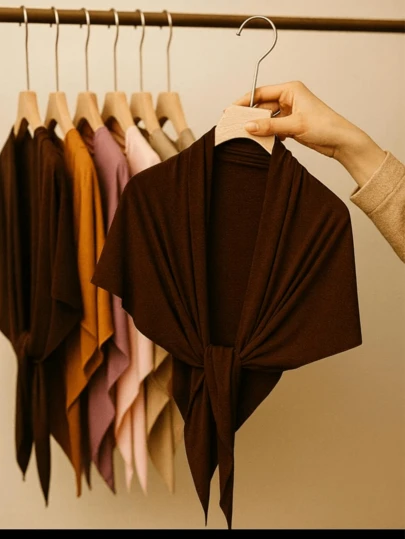 1pc Women's Soft & Comfortable Brown Jersey Hijab, Easy To Wear Muslim Headscarf