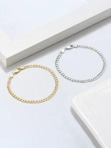 FOREVER QUEEN Vòng tay bạc 925 cao cấp, dây xích cắt kim cương 3mm, thời trang và thanh lịch, phù hợp cho cả nam và nữ, món quà tuyệt vời nhất. - Vàng - Xem 7