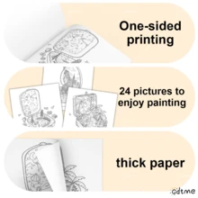 GDTME Upgraded "World In A Box" Coloring Book, 24 Pages Thick Paper, Size 7.87*7.87 Inches, Suitable For Beginners To Practice Painting, New Year Gift, Easter And Valentine's Day Gift, Adult Coloring Book, Gift For Good Friends, Office & School Supplies - Fantasy Little World - View 3