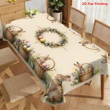 1/20pcs Easter Theme Tablecloth, Elegant Rabbit, Egg, Wreath Pattern Printed Tablecloth, Suitable For Easter Celebration, Picnic, Home, Kitchen, Dining, Spring Decor, Easter Gift, Home Decoration - Multicolor - View 17