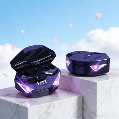 X15 无线蓝牙耳机 TWS 运动游戏耳机，带 LED 显示屏、低延迟、立体声和麦克风