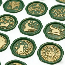 BAOFALI 1pc 25mm Clock Gear Pattern Removable Brass Head Classic Wax Seal Stamp, Suitable For Decorating Cards, Envelopes, Invitations, Packages, Wedding Invitation Wax Seal - Gift Wrapping Wax Seal Stamp - one-size - View 2