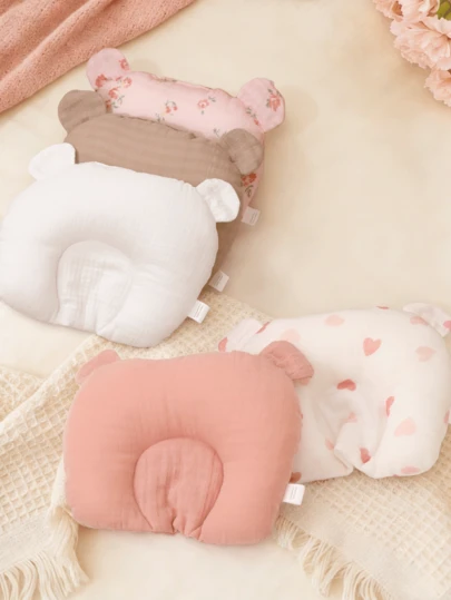 1个Oeko-Tex认证印花婴儿U型枕，小号，无弹性，柔软透气防倾斜颈部支撑枕，吸汗，可水洗，20*23厘米，四季皆宜