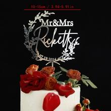 Customized Mr. & Mrs. Cake Topper, Gold Acrylic Wedding Cake Decorations, Personalized Rustic Anniversary Cake Topper, Wedding Name Tags - F-mr. & Mrs. Wedding Cake Label - View 13