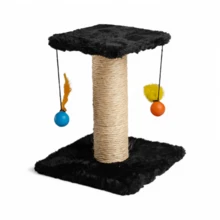 Arranhador Quadrado para Gatos com Duas Bolinhas e Poste Sisal - Preto - Visão 3