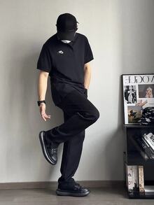 Polo deportivo casual de unicolor con logo de Nike, para hombres, negro - Negro - Ver 8