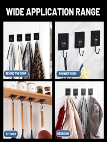 10 pièces Crochets muraux en acier inoxydable, réutilisables pour salle de bain et cuisine, pour suspendre les serviettes/peignoirs, sans couture, imperméable, résistant à l'huile, installation facile, surface brossée, convient pour la salle de bain et la cuisine, crochets pour vêtements et douche, accessoires de salle de bain - Multicolore - Voir 11
