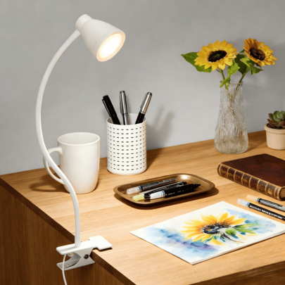 360° Adjustable LED Clip-On Desk Lamp, USB Powered Table Reading Light - 3 Color Temperatures, Adjustable Lamp Arm, Flexible Neck Lamp, Suitable For Home Office, Bedside, Crafting, Video Calls, Modern Dimmable LED Desk Lamp