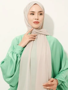 1 chiếc khăn voan trơn màu đơn giản và thời trang cho nữ, phụ kiện khăn choàng hijab abaya - Màu be - Xem 6