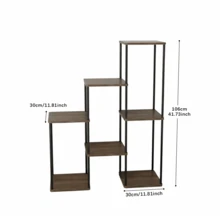 SAEIV 6-Tier Plant Stand, Flower Stand Ladder, 132 Cm High Metal And Wood Flower Bench, Plant Shelf, Plant Ladder, Suitable For Living Room, Balcony, Bedroom, Decorative Plant Ladder, Black - Giá để hoa 7 tầng - Xem 3