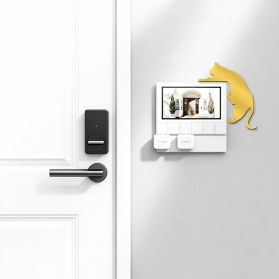 金色猫咪亚克力镜面墙贴，自粘式墙饰，适用于梳妆台、浴室和卧室，温馨时尚的角落装饰