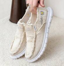 Four Seasons Slip-On Unisex Canvas Shoes Are Comfortable And Versatile With Low-Top Shoes With Soft SolesThe Size Runs Half A Size Larger. - 加厚升級米色 - 查看 3