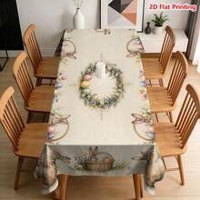 1/20pcs Easter Theme Tablecloth, Elegant Rabbit, Egg, Wreath Pattern Printed Tablecloth, Suitable For Easter Celebration, Picnic, Home, Kitchen, Dining, Spring Decor, Easter Gift, Home Decoration - Multicolor - View 13