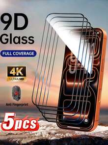 5 Packs 9H 2.5D Full Screen Full Glue High-Definition Tempered Glass Screen Protector Compatible With IPhone 17 Pro Max/17 Pro/17 Air/17/16 Pro Max/16 Pro/16 Plus/16/15 Pro Max/15 Pro/15 Plus/15/14 Pro Max/14 Pro/14 Plus/14/13 Pro Max/13 Pro/13 Mini/13/12 Pro Max/12 Pro/12 Mini/12/11 Pro Max/11 Pro/11/XS Max/XS/X/8 Plus/8/7 Plus/7, Anti-Scratch, Anti-Fingerprint, Compatible With Phone Cases, High Cost-Effective - Clear - View 1