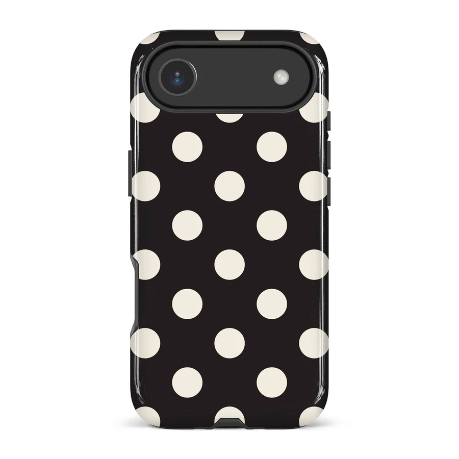 VESPOP Ốp điện thoại chống sốc màu đen thời trang chấm bi, tương thích với iPhone 17/16/15/14/13/12/11 Pro Max/Pro Plus/12 Mini/13 Mini, Galaxy S26 S25 S24 S23 S22 S21 Plus Ultra, phiên bản quốc tế, không phải phiên bản nội địa. Quà tặng sinh nhật - màu đen - Xem 1