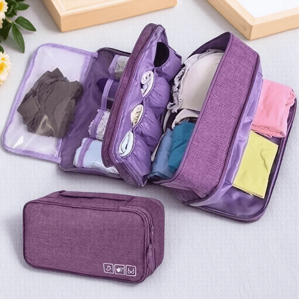 Lightweight Portable Travel Organizer Bag -Underwear Storage Bag Secure Zipper Pouch, Convenient For Storing And Efficiently Organizing Various Items,Space-Saving Organizer For Clothes, Underwear, Socks - 彩色 - 查看 1