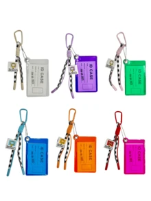 1 pièce Porte-carte PVC transparent de couleur bonbon Y2K - Étui transparent pour pass de bus/repas/accès avec charm de suspension holographique, accessoire de sac en gelée, retour à l'école et streetwear 2025 pour femmes, petit portefeuille, porte-monnaie, porte-cartes, portefeuille mignon, portefeuille vintage - Multicolore - Voir 11