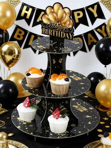 1 Giá đỡ bánh cupcake màu đen và vàng "Chúc mừng sinh nhật" kèm hộp quà lấp lánh, giá đỡ bánh cupcake họa tiết bóng bay, trưng bày bánh cupcake sinh nhật, trang trí tiệc sinh nhật, trang trí bàn tráng miệng, trang trí nhà cửa, trang trí bàn làm việc, quà tặng sinh nhật, quà lưu niệm tiệc. - vàng đen - Xem 7
