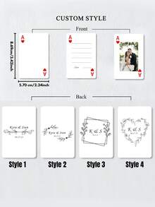 1set/54pcs Custom Guest Book Playing Cards, Custom Text Pictures, Wedding Signing Book, Singles Party Game Card, Personalized Wedding Gift, Custom Photo And Text Playing Cards, Custom Couple Picture Playing Cards With Text Stylish - Multicolor - View 2