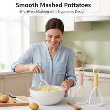 1pc Manual Potato Masher, Cooking Utensil Masher, Suitable For Non-Stick Pot Potato Masher And Ricer, Potato Masher Cooking Utensil - Multicolor - View 3