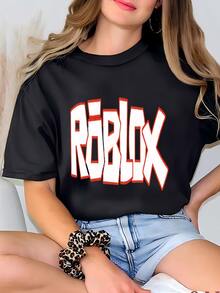 Womens Retro Roblx Cosplay Shirt, Gamer Roblx Shirt, Roblx Gaming Cosplay Shirt, Retro Roblx Child Shirt, Retro Gamer Shirt, Roblx Game Themed Tee T-Shirt - màu đen - Xem 1