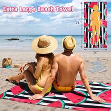 71"X32" Extra Large Microfiber Lightweight Quick Dry Beach Towel, Adult Beach Bath Towel For Beach, Swimming Pool, Camping (Watermelon) - 3 - Xem 2