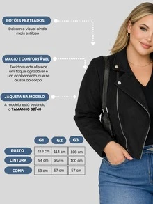Stylish Plus Size Women's Suede Jacket With Buttons And Zipper, Silver, Comfortable Style, Casual Winter Jacket With Zipper. - 黑色 - 查看 4