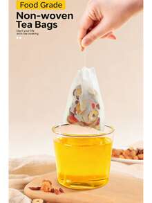 100PCS Disposable Non-Woven Tea Filter Bags 6*8cm Drawstring Tea Infuser Bags For Office Coffee Brewing Fruit Tea Steeping Herbal Tea Making Home Kitchen Daily Use Gift For Friends Colleagues Students Young Women - White - View 2