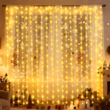 Luces de cadena LED con 8 modos de iluminación, luces de decoración interior, luces colgantes para decoración de jardín, luces de hadas, decoración de boda, iluminación exterior, iluminación navideña, decoración de fiesta, luces de cortina con control remoto y alimentación USB, decoración de San Valentín, luces de ambiente para sala de estar, dormitorio, cocina, luces de decoración para camping - Cadena de luces de cortina USB - Ver 20