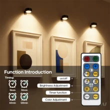 1/3/6pcs Remote-Controlled Wall Lamps, Decorative Night Lights, Home Wall Art Lights, Poster Lighting Fixtures, With 3 Adjustable Brightness Levels And 3 Color Temperatures, Timer Function, Remote-Controlled Night Lights, Headboard Decorative Lighting, Suitable For Bedroom Decor And Ambient Enhancement - Battery Version - View 6