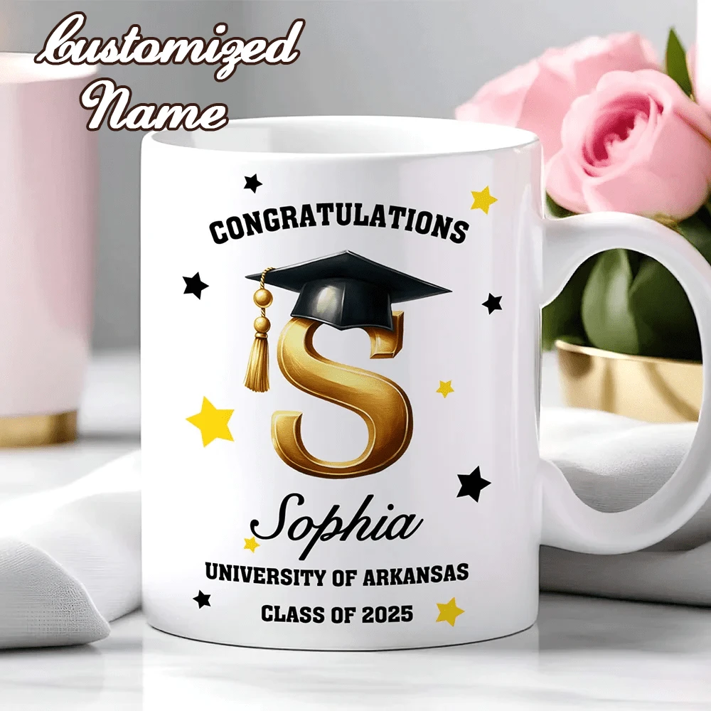 Customizable Graduation Commemorative Mug - A White Ceramic Coffee Cup ...