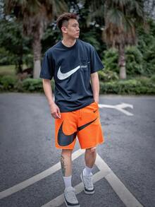 Nike Sportswear Swoosh Pocket Letter Print Crew Neck Short Sleeve T-Shirt - Black - View 8