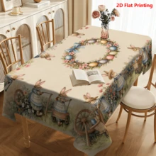 Bộ 20 khăn trải bàn chủ đề Lễ Phục Sinh, họa tiết thỏ dễ thương, trứng và vòng hoa, thích hợp cho lễ Phục Sinh, dã ngoại, gia đình, nhà bếp, phòng ăn, trang trí mùa xuân, trang trí nhà cửa dịp Lễ Phục Sinh. - Nhiều màu - Xem 2