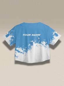 Áo croptop bóng chày nữ thiết kế theo yêu cầu: Cá nhân hóa với tên và số đội. Thiết kế thời trang theo yêu cầu, phù hợp cho các trận đấu, trang phục thường ngày và các buổi tụ họp. - Màu xanh bạc hà - Xem 3