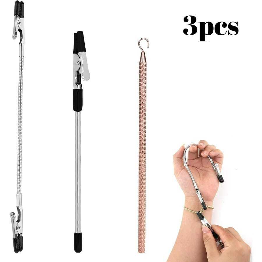 3pcs Bracelet Helper Tools, Wearing Assistance Hook And Clips Quick Wear And Disassembly Fastener Helper Tool For Jewelry Bracelets Watch Necklace Clasps Zippers Crafts - Multicolor - View 1