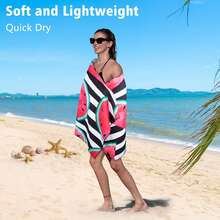71"X32" Extra Large Microfiber Lightweight Quick Dry Beach Towel, Adult Beach Bath Towel For Beach, Swimming Pool, Camping (Watermelon) - 3 - Xem 3
